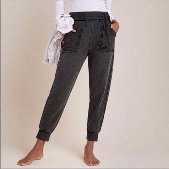 Anthropologie Saturday Sunday Black Sydney Belt Waisted Joggers Size XS - Picture 2 of 7
